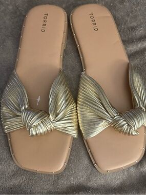 Torrid Metallic Gold Knotted Slide Mules